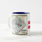 Washington DC-kaart en vlag Tweekleurige Koffiemok (Voorkant links)