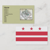 Washington DC-kaart en vlag Visitekaartje (Voorkant / Achterkant)