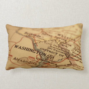 Washington DC Kaart Lumbar Pillow Kussen