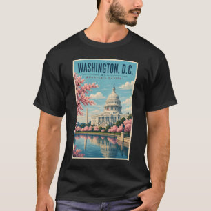 Washington DC Kersenbloesem Illustratie Reis T-shirt