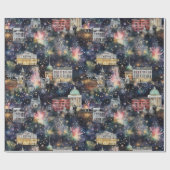 Washington DC Kerst & Nieuwjaar Waterverven Cadeaupapier (Vlak)