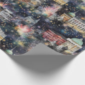 Washington DC Kerst & Nieuwjaar Waterverven Cadeaupapier (Hoek)