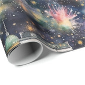 Washington DC Kerst & Nieuwjaar Waterverven Cadeaupapier (Rol Hoek)