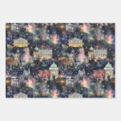 Washington DC Kerst & Nieuwjaar Waterverven Inpakpapier Vel (Voorkant 3)