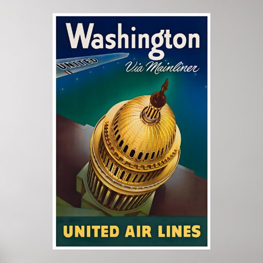 Washington DC Kunst Reisposter Wand Vintage Print (Voorkant)