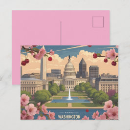 Washington DC lente Skyline_kersenbloesem Briefkaart