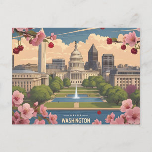 Washington DC lente Skyline_kersenbloesem Briefkaart
