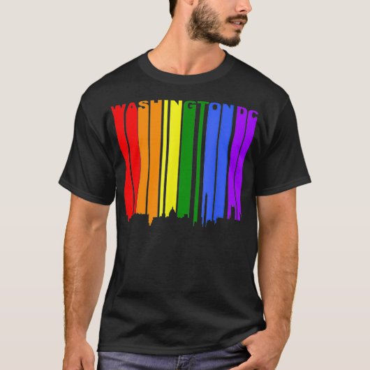 Washington DC LGBTQ Gay Pride Rainbow Skyline  T-shirt (Voorkant)