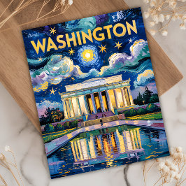Washington DC Lincoln Memorial Levendig Van Gogh Briefkaart
