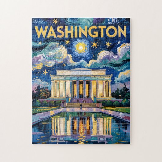 Washington DC Lincoln Memorial Levendig Van Gogh Legpuzzel (Verticaal)