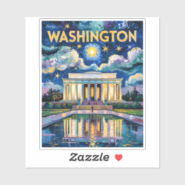 Washington DC Lincoln Memorial Levendig Van Gogh Sticker