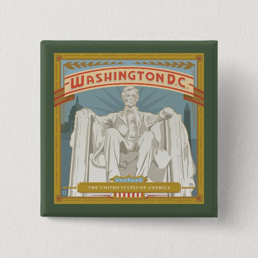 Washington DC | Lincoln Memorial Vierkante Button 5,1 Cm (Voorkant)