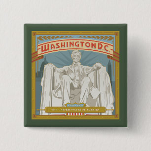 Washington DC   Lincoln Memorial Vierkante Button 5,1 Cm