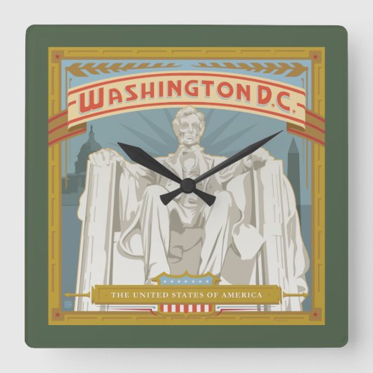 Washington DC | Lincoln Memorial Vierkante Klok (Voorkant)