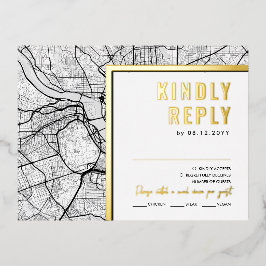 Washington, DC. Love Locator | Antwoord op RSVP Folie Uitnodiging Briefkaart