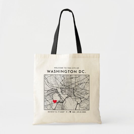 Washington, DC. Love Locator | Stadskaarthuwelijk Tote Bag (Voorkant)