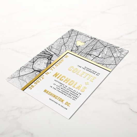 Washington, DC Love Locator | Stadsweddenschap Folie Uitnodiging (Gedraaid)