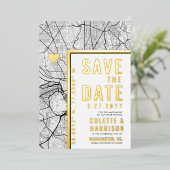 Washington DC Love Locator | Trouw Save the Date Folie Uitnodiging (Staand Voorkant)