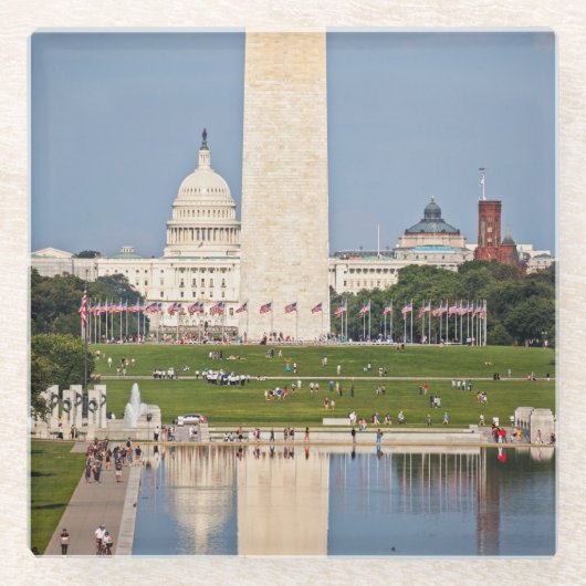 Washington DC Mall Glazen Onderzetter (Voorkant)