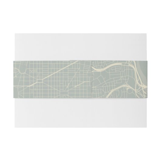 Washington DC Map Wedding Belly Band Uitnodigingen Wikkel (Achterkant Voorbeeld)