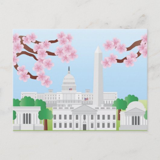 Washington DC met Cherry Blossom Briefkaart (Voorkant)