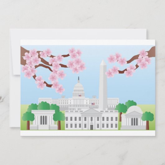 Washington DC met Cherry Blossom Invitation Kaart (Voorkant)