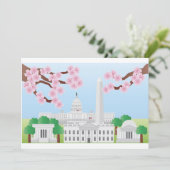 Washington DC met Cherry Blossom Invitation Kaart (Staand voorkant)