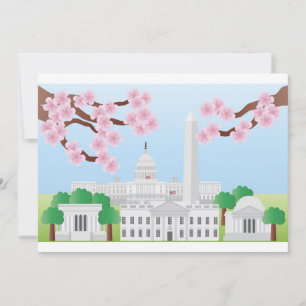 Washington DC met Cherry Blossom Invitation Kaart