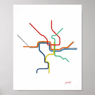 Washington DC Metro Kaart Kunst Poster