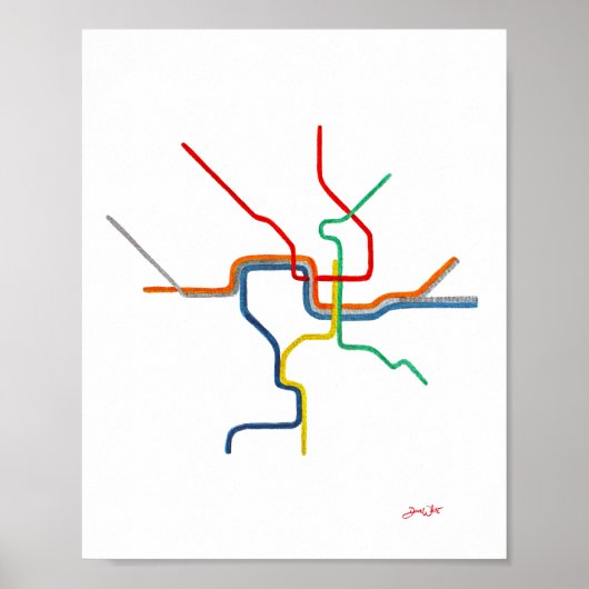 Washington DC Metro Kaart Kunst Poster (Voorkant)