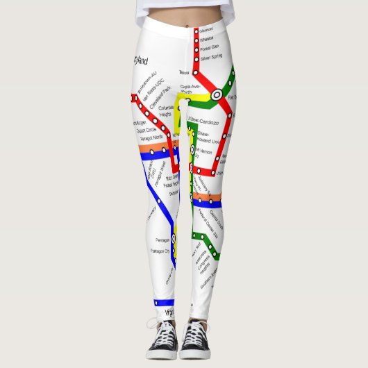 Washington DC Metro Subway Map Legging (Voorkant)