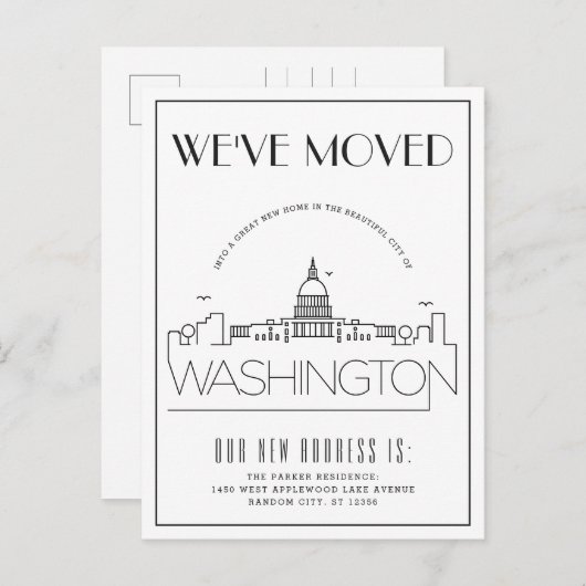 Washington DC Modern Deco | Adreswijziging Aankondigingskaart (Voorkant / Achterkant)