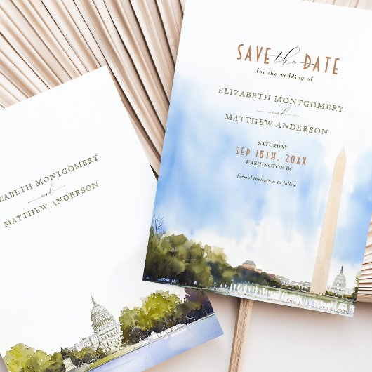 Washington DC Monument Wedding Save the Date Kaart