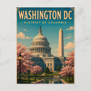 Washington DC-monumenten en Capitol-skyline Briefkaart