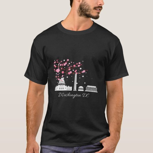 Washington DC Monumenten Gedenktekens Kersenbloese T-shirt (Voorkant)