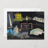 Washington DC-monumenten 's nachts Briefkaart (Voorkant / Achterkant)