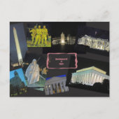 Washington DC-monumenten 's nachts Briefkaart (Voorkant)