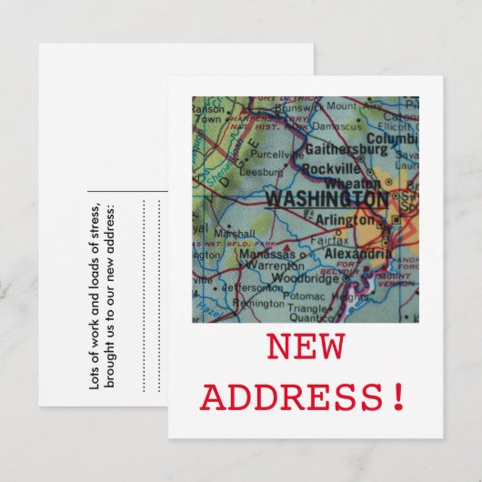 Washington DC - Nieuwe aankondiging adres (Voorkant / Achterkant)