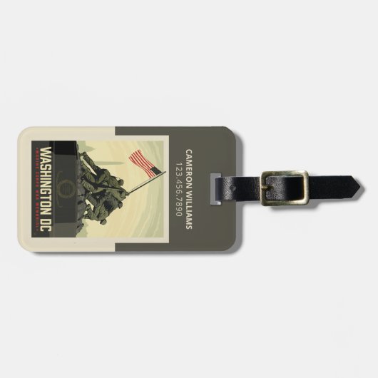 Washington, DC | Oorlogsmonument van het Korps Mar Bagagelabel (Voorkant horizontaal)