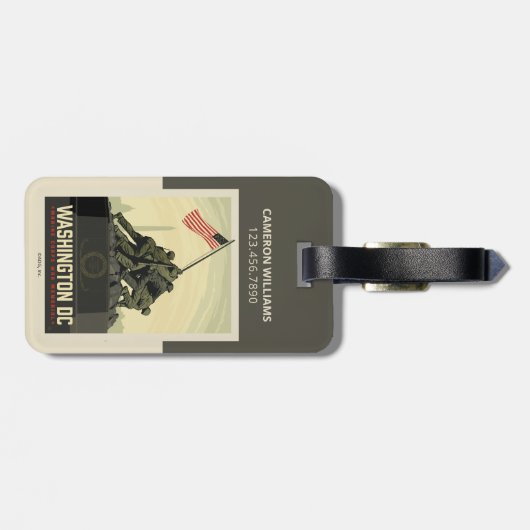 Washington, DC | Oorlogsmonument van het Korps Mar Bagagelabel (Achterkant horizontaal)
