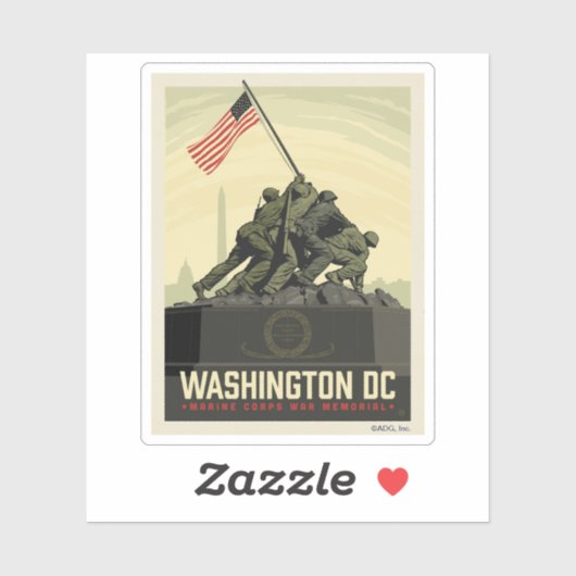 Washington, DC | Oorlogsmonument van het Korps Mar Sticker (Vel)