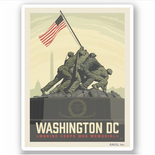 Washington, DC | Oorlogsmonument van het Korps Mar Sticker (Voorkant)