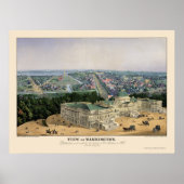 Washington, DC Panorama Map - 1852 Poster (Voorkant)