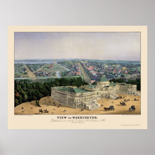 Washington, DC Panorama Map - 1852 Poster (Voorkant)