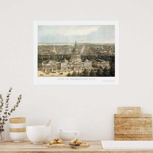 Washington, DC Panorama Map - 1857 Poster (Keuken)