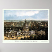 Washington, DC Panorama Map - 1871 Poster (Voorkant)