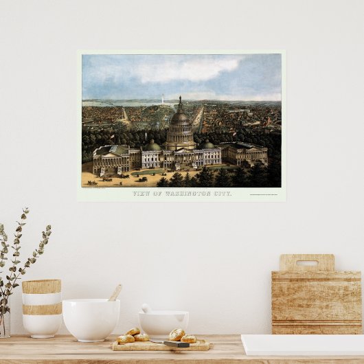 Washington, DC Panorama Map - 1871 Poster (Keuken)