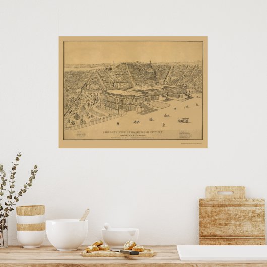 Washington, DC Panorama Map - 1872 Poster (Keuken)