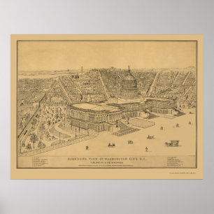 Washington, DC Panorama Map - 1872 Poster