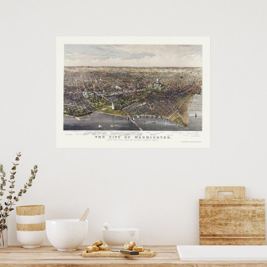 Washington, DC Panorama Map - 1880 Poster (Keuken)
